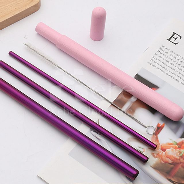 粉紅色系小麥桿吸管組訂造環保餐具