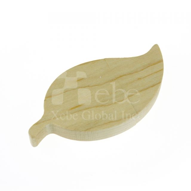 樹葉造型木頭USB手指
