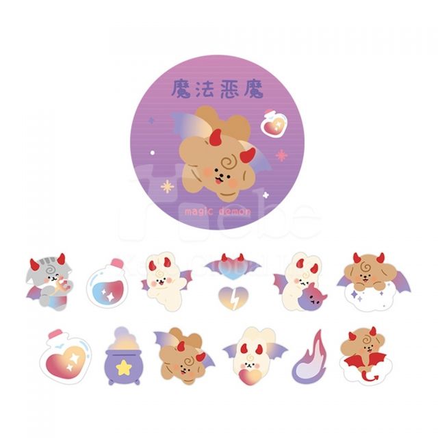 可愛惡魔動物貼紙紙膠紙