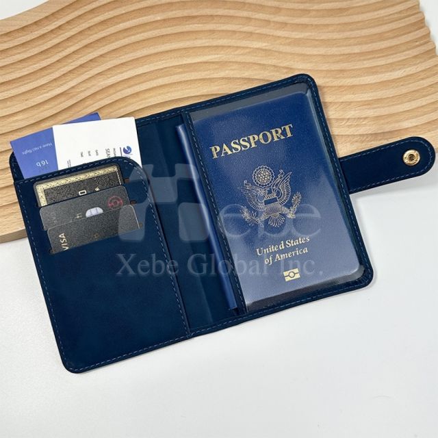 灰色扣式訂造護照夾