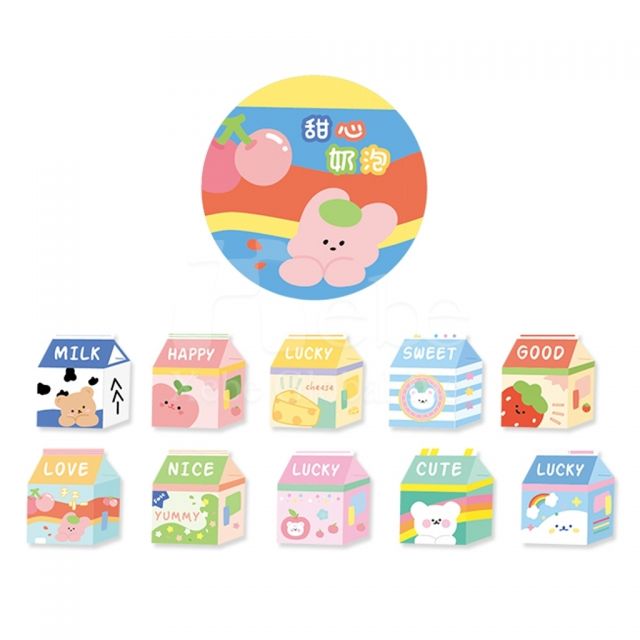 繽紛牛奶紙盒圖案紙膠紙